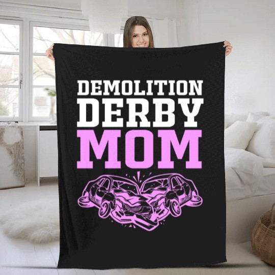 Demolition Derby Race Car Demo Derby Mom Fleece Blankets