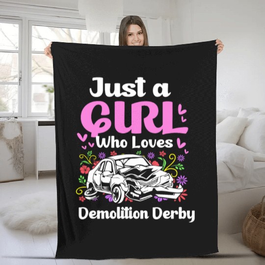 Demo Derby Just A Girl Who Loves Demolition Derby Fleece Blankets