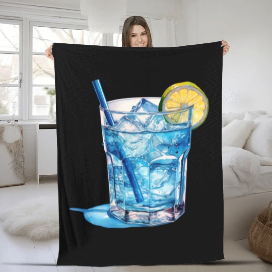 Blue Cocktail Fleece Blankets