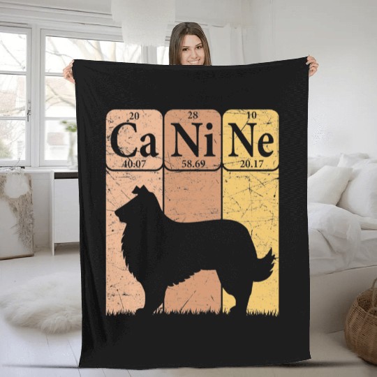 Rough Collie Periodic Table Elements Dog Lover Fleece Blankets