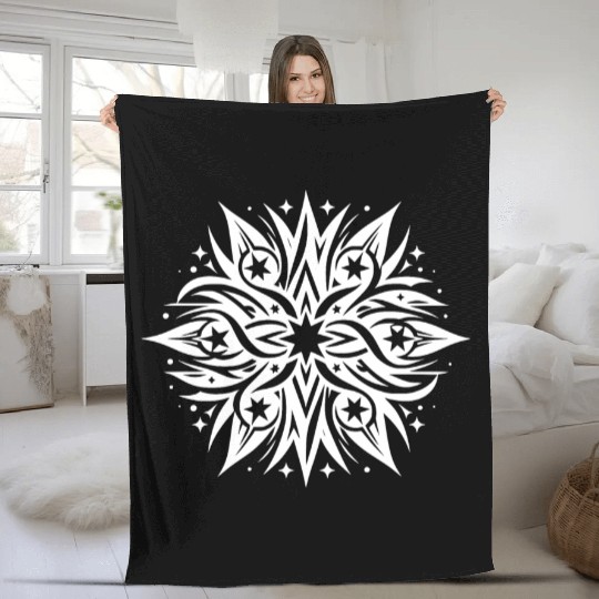 Fancy Star Composition Tattoo Style Fleece Blankets