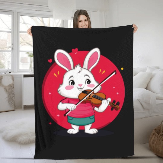 Cute Cat Fleece Blankets Playing the Violin