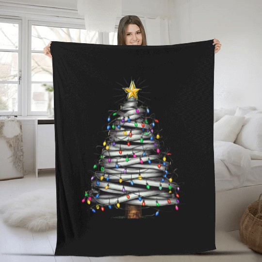 Christmas Light Tree Holiday Fleece Blankets