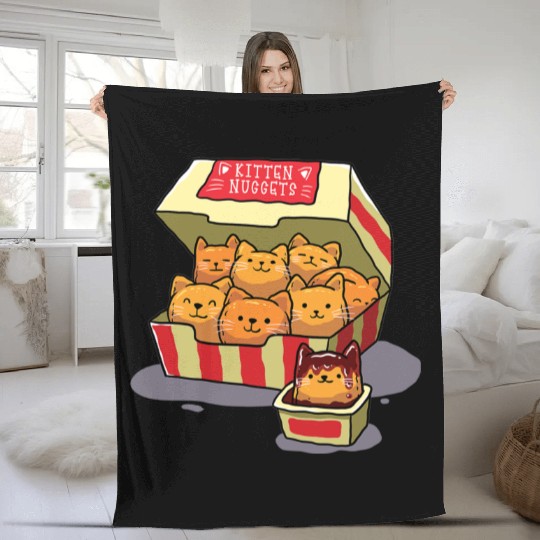 Kitten Nuggets Food Cat Lover Fleece Blankets