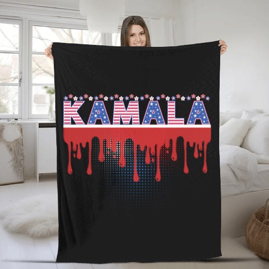 Kamala Harris Patriotic 2024 American Flag Theme Fleece Blankets