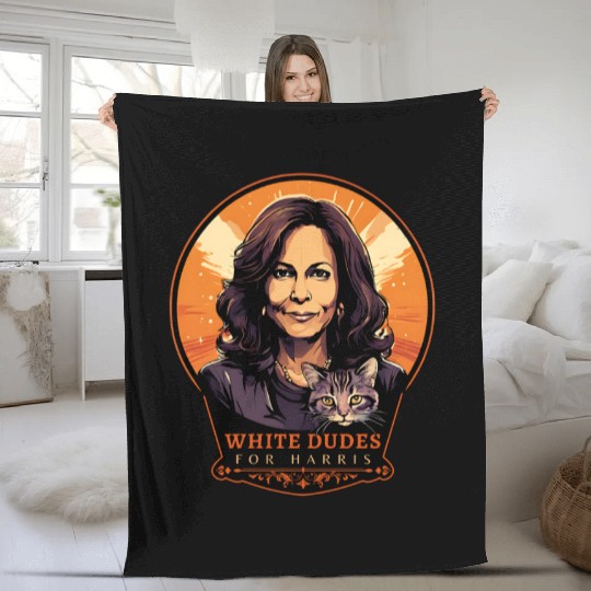 White Dudes For Harris Fleece Blankets