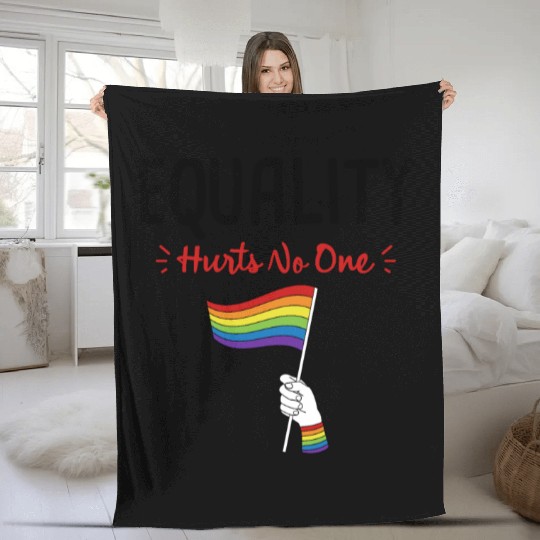 LGBT Equality Hurts No One Rainbow Gay Pride LGBTQ Fleece Blankets