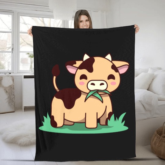 Cute Kawaii Cow Farm Animals Lover Design Fleece Blankets
