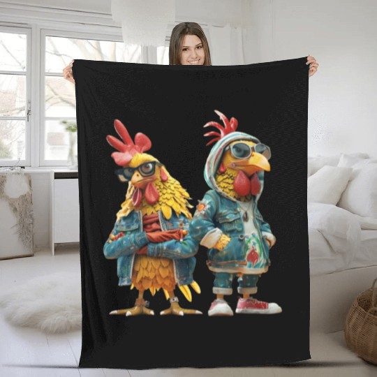 Chickens looking cool in trendy Fleece Blankets