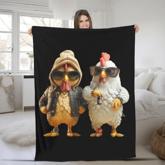 Stylish streetwear on hip chickens Fleece Blankets