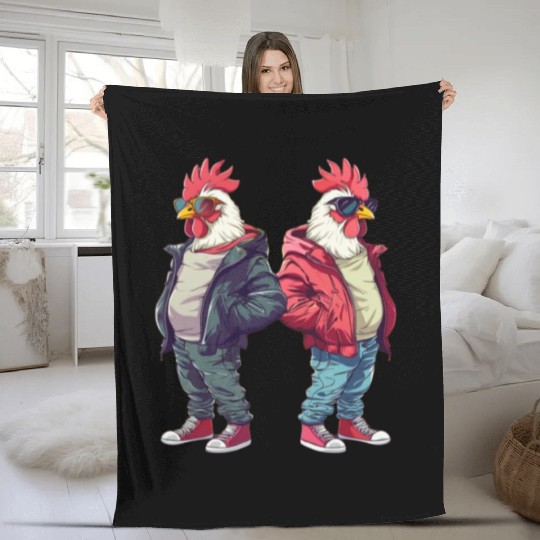 Streetwear fashion on hip chickens Fleece Blankets