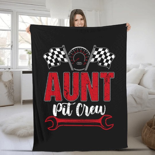 Race Car Birthday Racing Family Aunt Pit Crew Fleece Blankets
