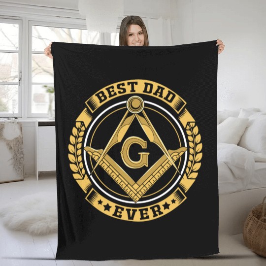 Vintage Freemason Best Dad Ever Master Masonic Dad Fleece Blankets