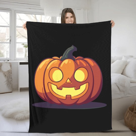 Happy Jack-o'-Lantern Pumpkin Fleece Blankets