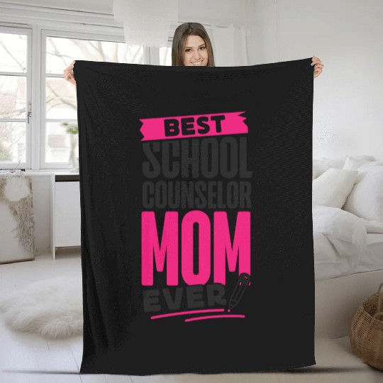 School Counselor Mom Best School Fleece Blankets