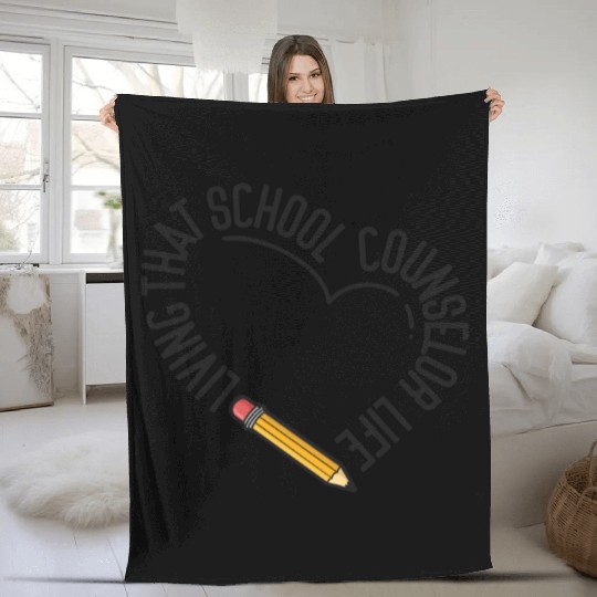 School Counselor Heart Living That Fleece Blankets