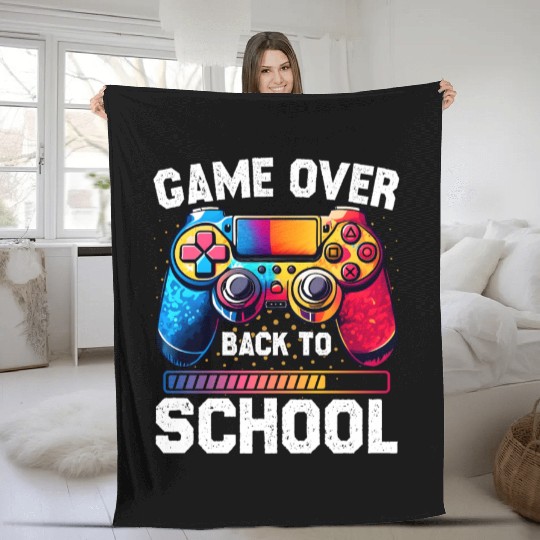 Game Over Back To School Funny First Day Of School Fleece Blankets
