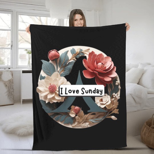I Love Sunday, simple design Fleece Blankets