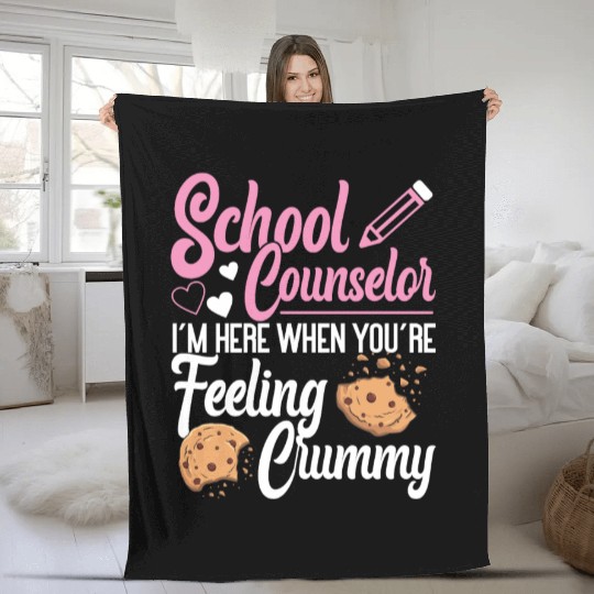 School Counselor Pun Cookie School Fleece Blankets