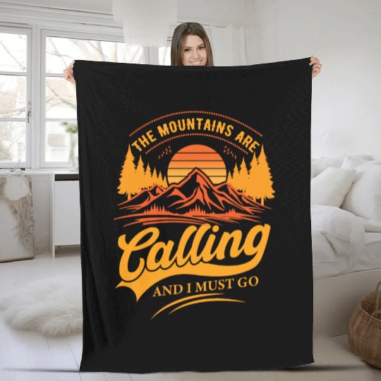 the mountains are calling and i must go Fleece Blankets