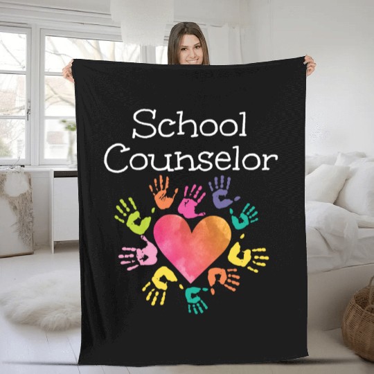 School Counselor Heart Fleece Blankets