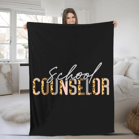 School Counselor Leopard Cheetah Fleece Blankets