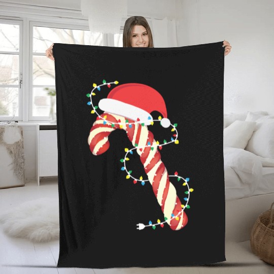 Christmas Candy Cane Santa Xmas Kids Toddler Youth Fleece Blankets