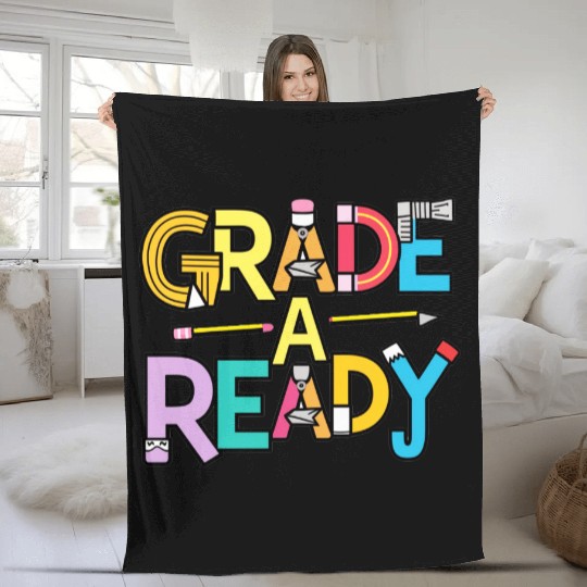 Grade A Ready, Back to school art Fleece Blankets