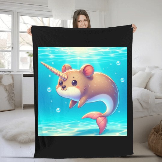 The narwhal-qoukka Fleece Blankets