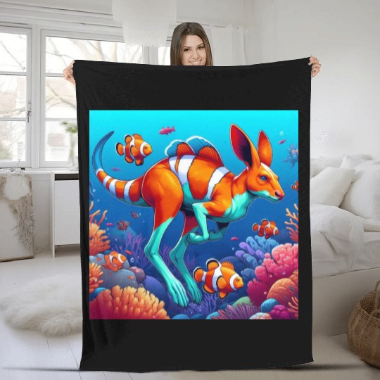 The kangaroo-clown fish Fleece Blankets
