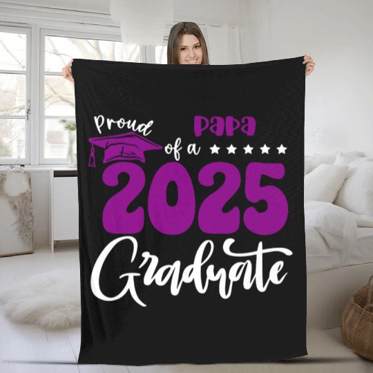 Proud Papa Graduate 2025 Senior Class of 2025 Grad Fleece Blankets