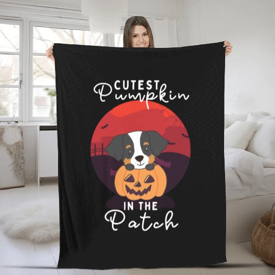 Bernese Mountain Dog Cutest Pumpkin In The Patch Fleece Blankets