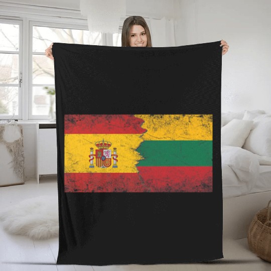 Spain Lithuania Flags Spanish Lithuanian Premium Fleece Blankets
