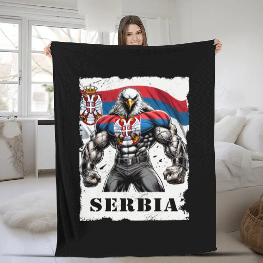 Serbia Eagle Bodybuilding Design Fleece Blankets
