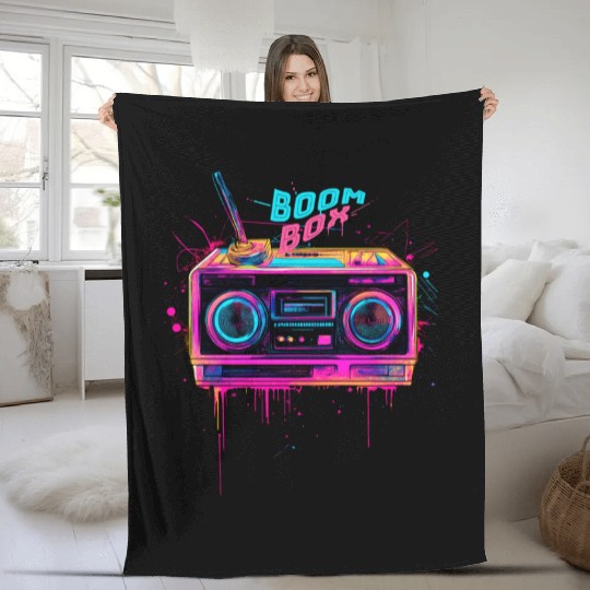 boombox 80s music Fleece Blankets