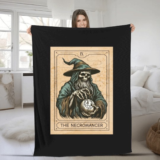 Necromancer - Spooky Necromancer Bones Necromancer Fleece Blankets