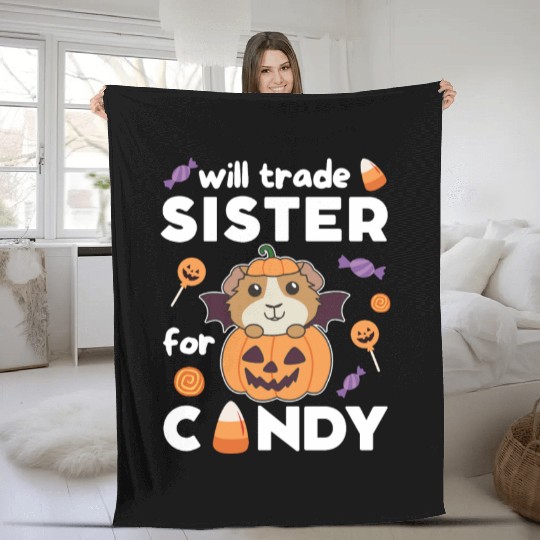 Guinea Pig Halloween Trade Sister For Candy Fleece Blankets
