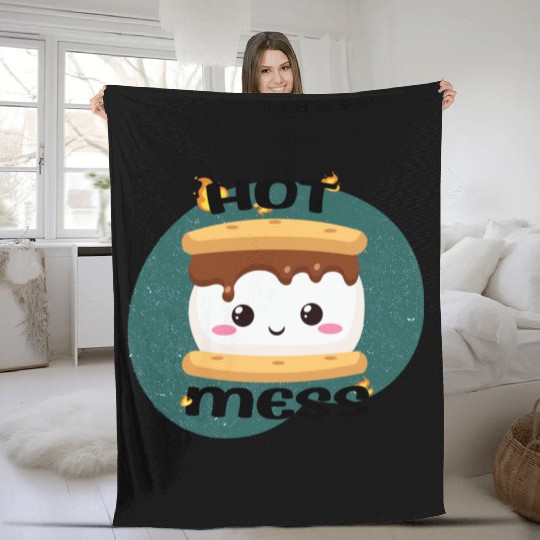 Hot Mess Kawaii S'more Meme Fleece Blankets