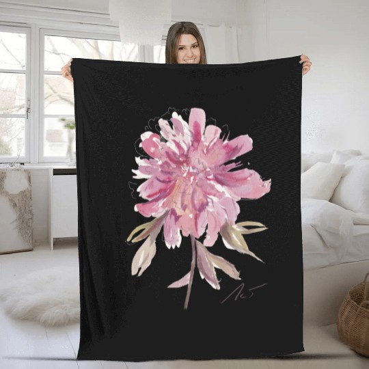 Peony loose watercolor hand-painted Fleece Blankets