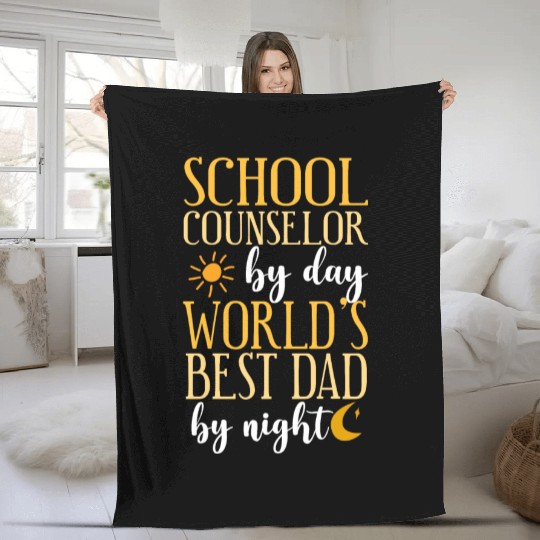 School Counselor Dad School Fleece Blankets