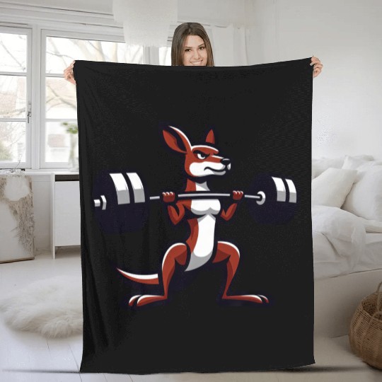 Kangaroo Barbell Dumbbell Gym Fitness Workout Fleece Blankets
