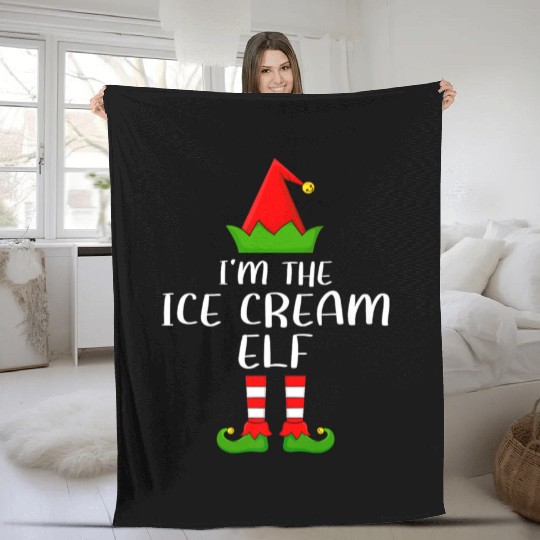 Matching Family Group I m Ice Cream Elf Christmas Fleece Blankets