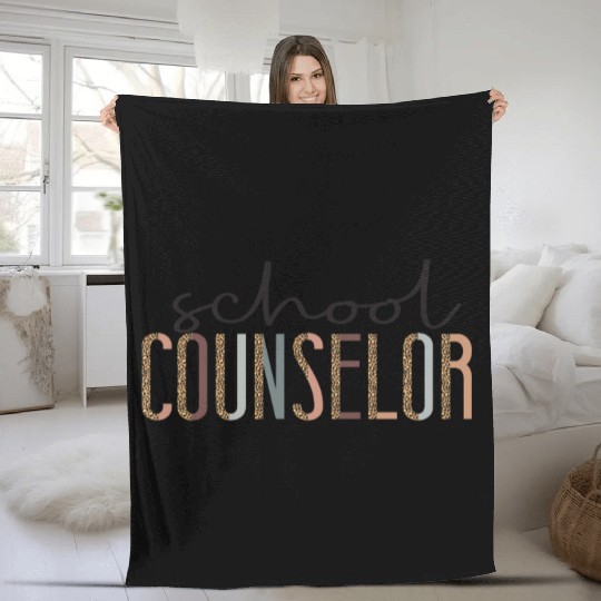 School Counselor Leopard Cheetah Fleece Blankets