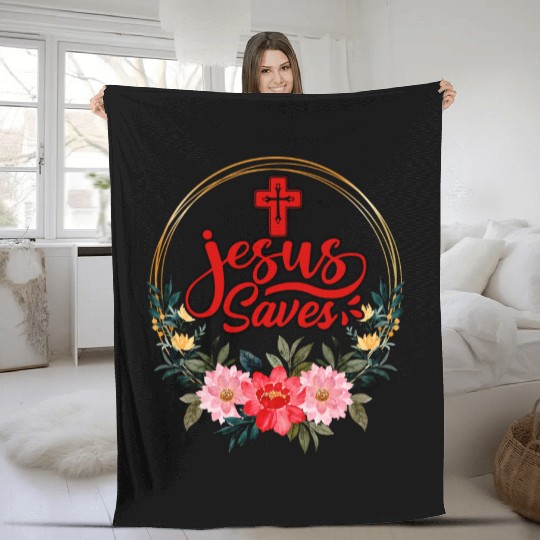 Jesus Saves Bible Text Love Jesus Christian Fleece Blankets