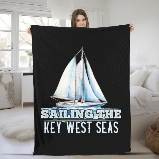 West Keys SAILING THE KEY-WEST SEAS Sailor Fleece Blankets