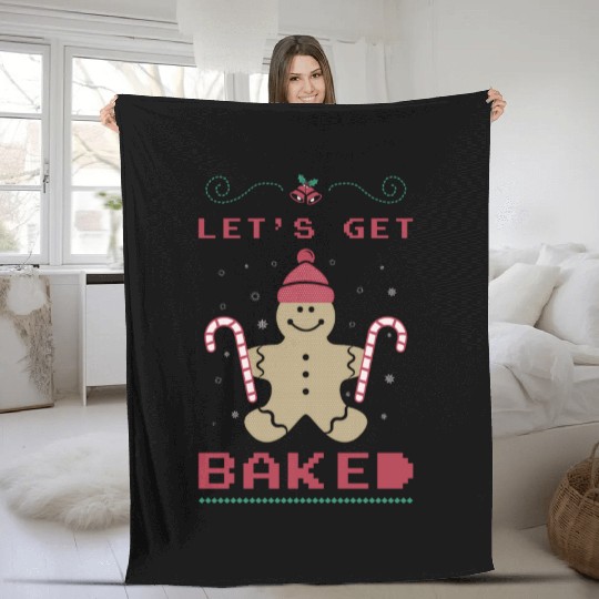 Lets Get Baked Christmas Candy Holiday Fleece Blankets