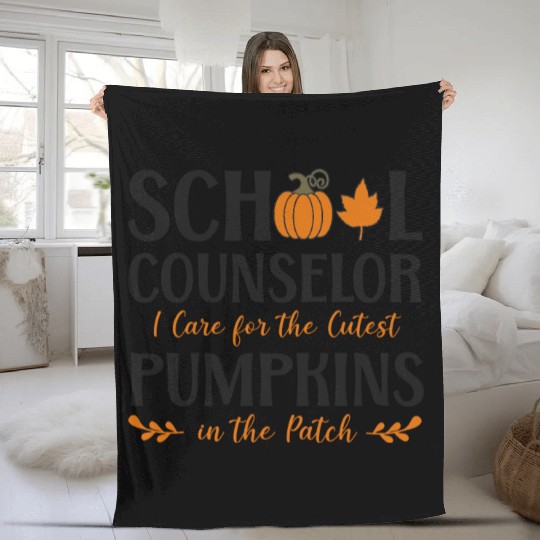 School Counselor Pumpkin Fall Fleece Blankets