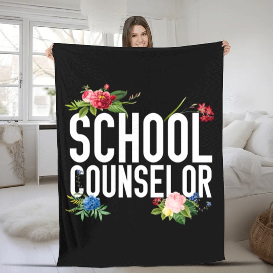 School Counselor Flower Floral Fleece Blankets
