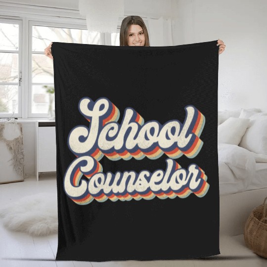 School Counselor Retro Vintage Fleece Blankets