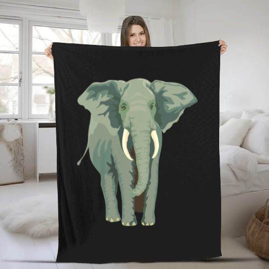Elephant Face Funny Fleece Blankets - Funny Animal Face Lover